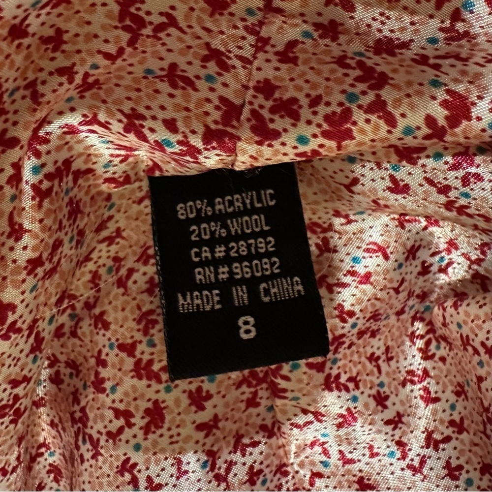 Dalia Womens Pink Cream Houndstooth Wool Blend Blazer Jacket Sz 8 - Picture 7 of 8